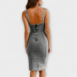 Margareta | Abito in denim con spalline regolabili — 2