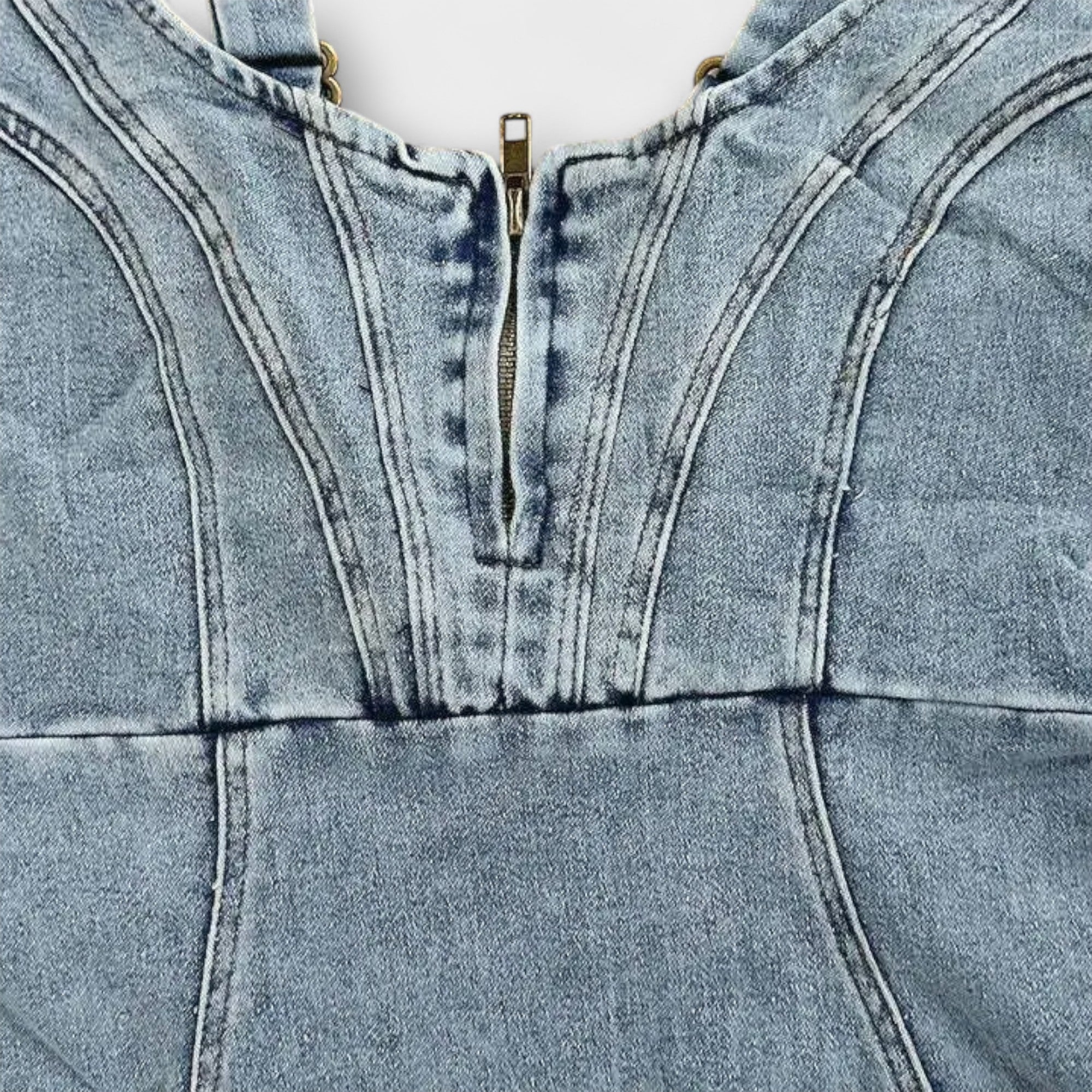 Margareta | Abito in denim con spalline regolabili — 6
