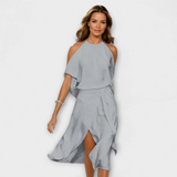 Bianca | Abito elegante con scollo alla moda sulle spalle — 2