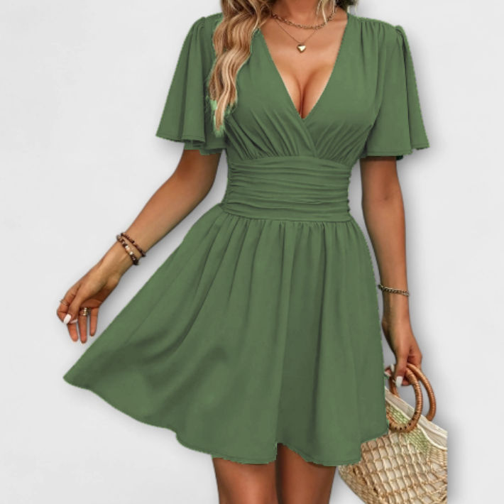Gudrun | Abito con arricciatura in vita e scollo a V — 1
