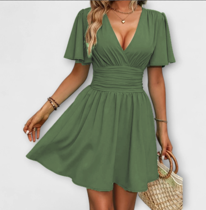 Gudrun | Abito con arricciatura in vita e scollo a V — 1