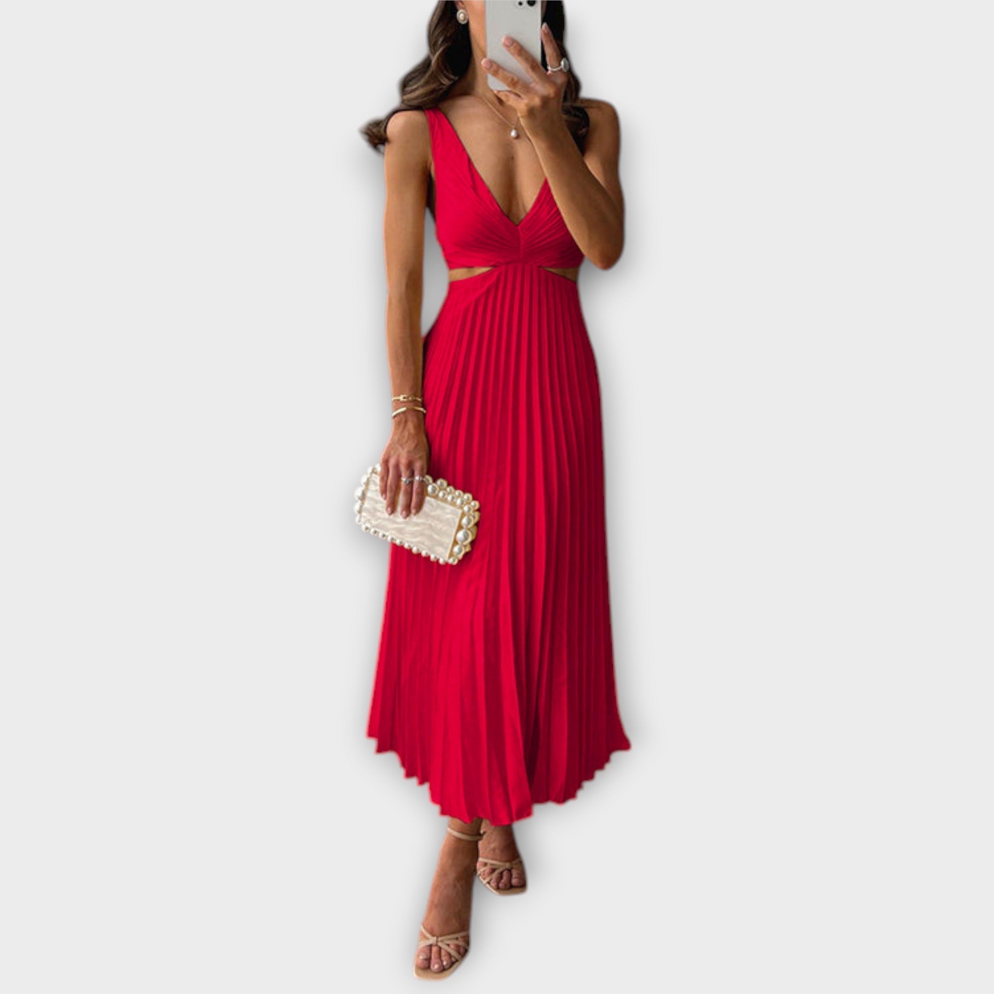 Vivien | Elegante abito da sera midi con pieghe — 3