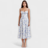 Laura | Abito bustier aderente con una moderna stampa floreale primaverile — 1