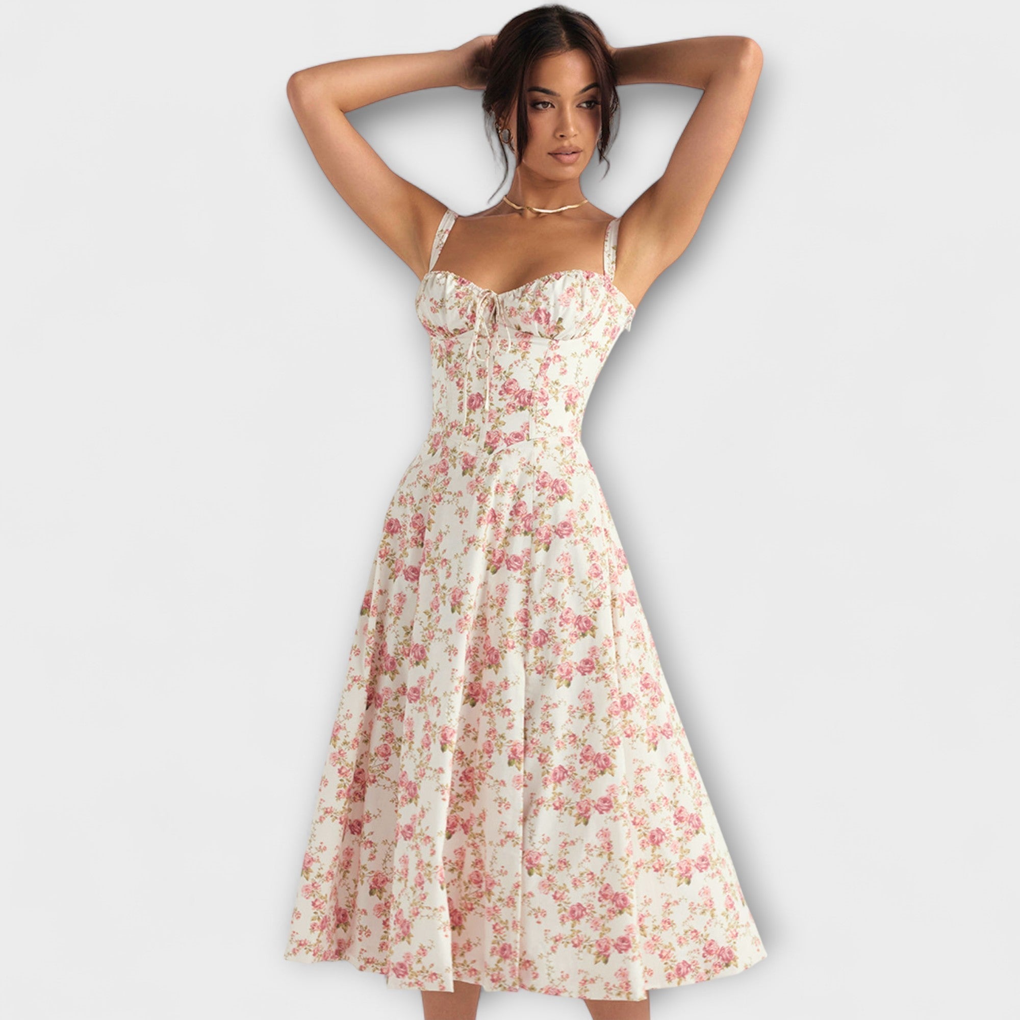 Laura | Abito bustier aderente con una moderna stampa floreale primaverile — 3