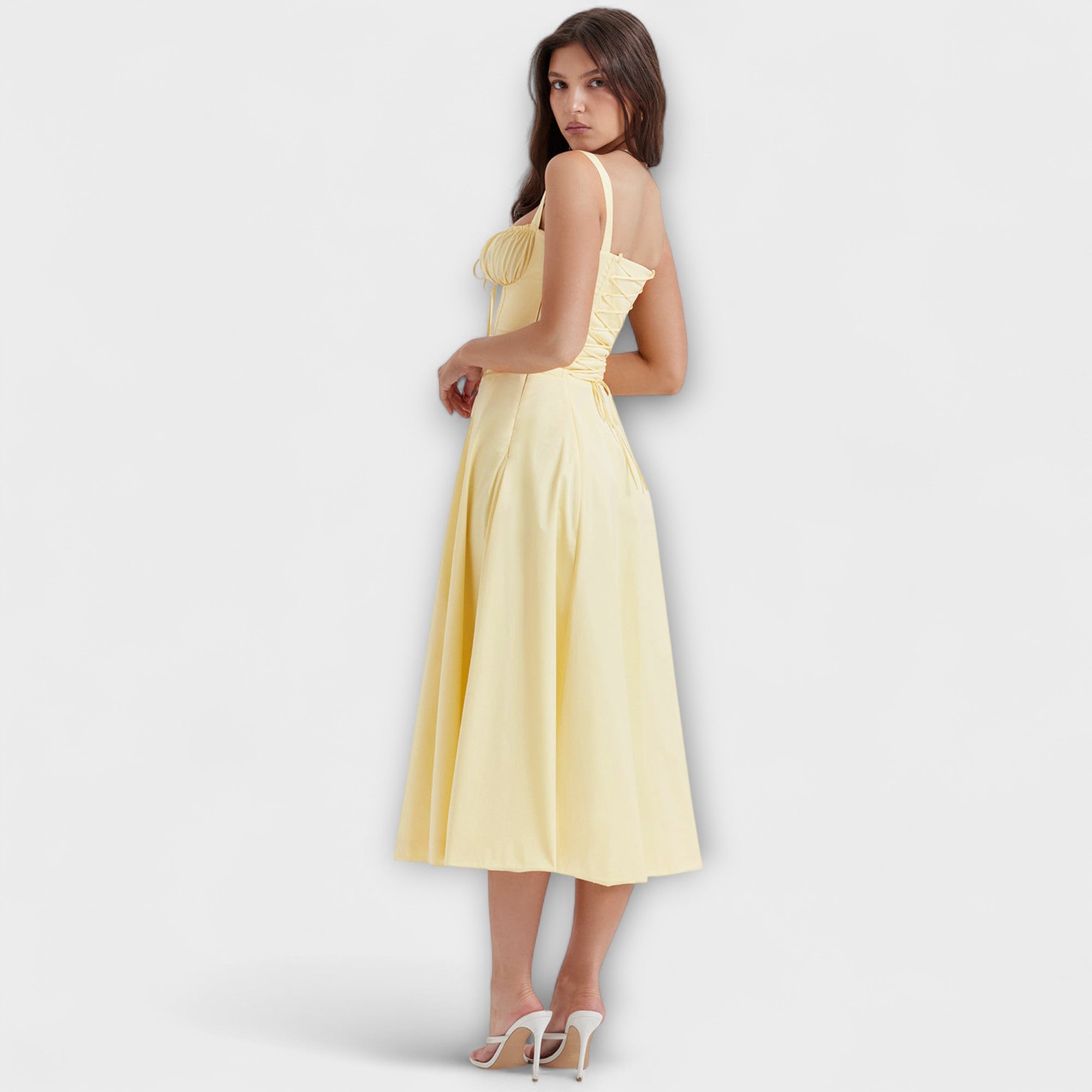 Laura | Abito bustier aderente con una moderna stampa floreale primaverile — 7