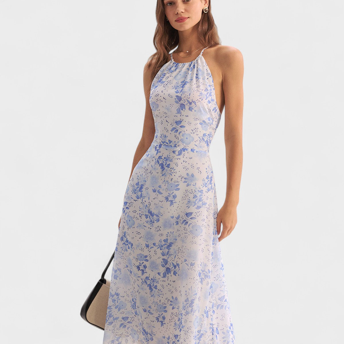 Anne-Sophie | Abito midi blu floreale — 1