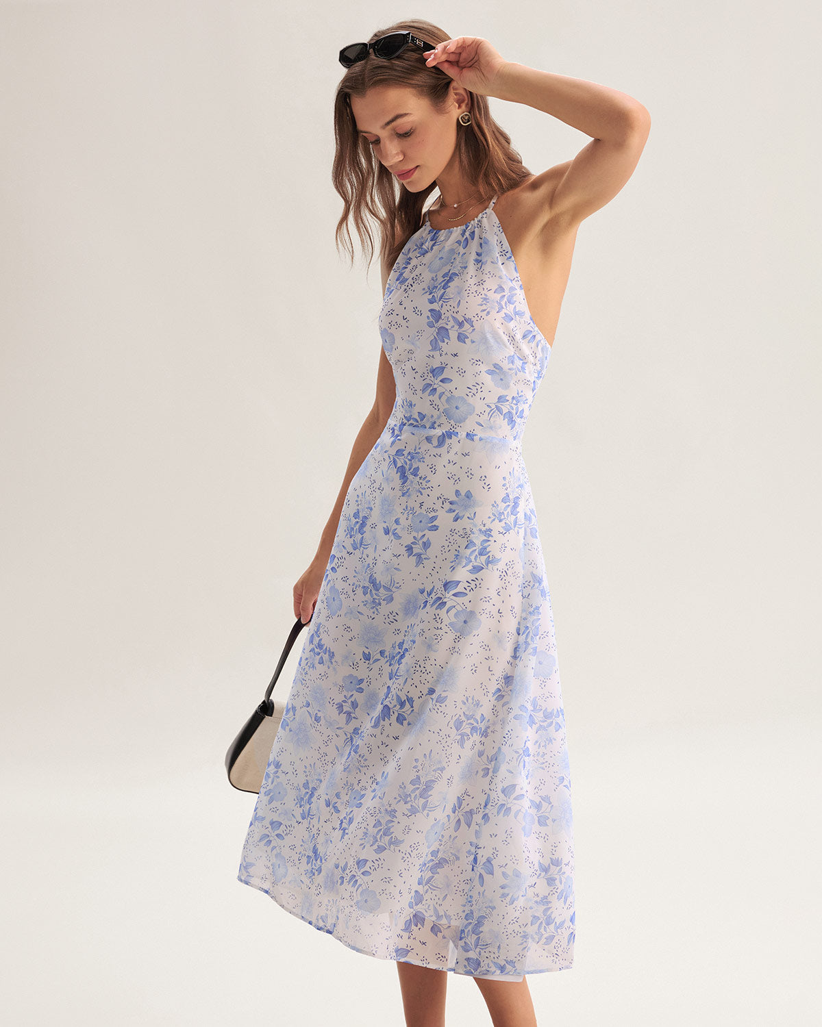 Anne-Sophie | Abito midi blu floreale — 3