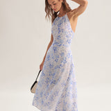 Anne-Sophie | Abito midi blu floreale — 3