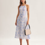 Anne-Sophie | Abito midi blu floreale — 4