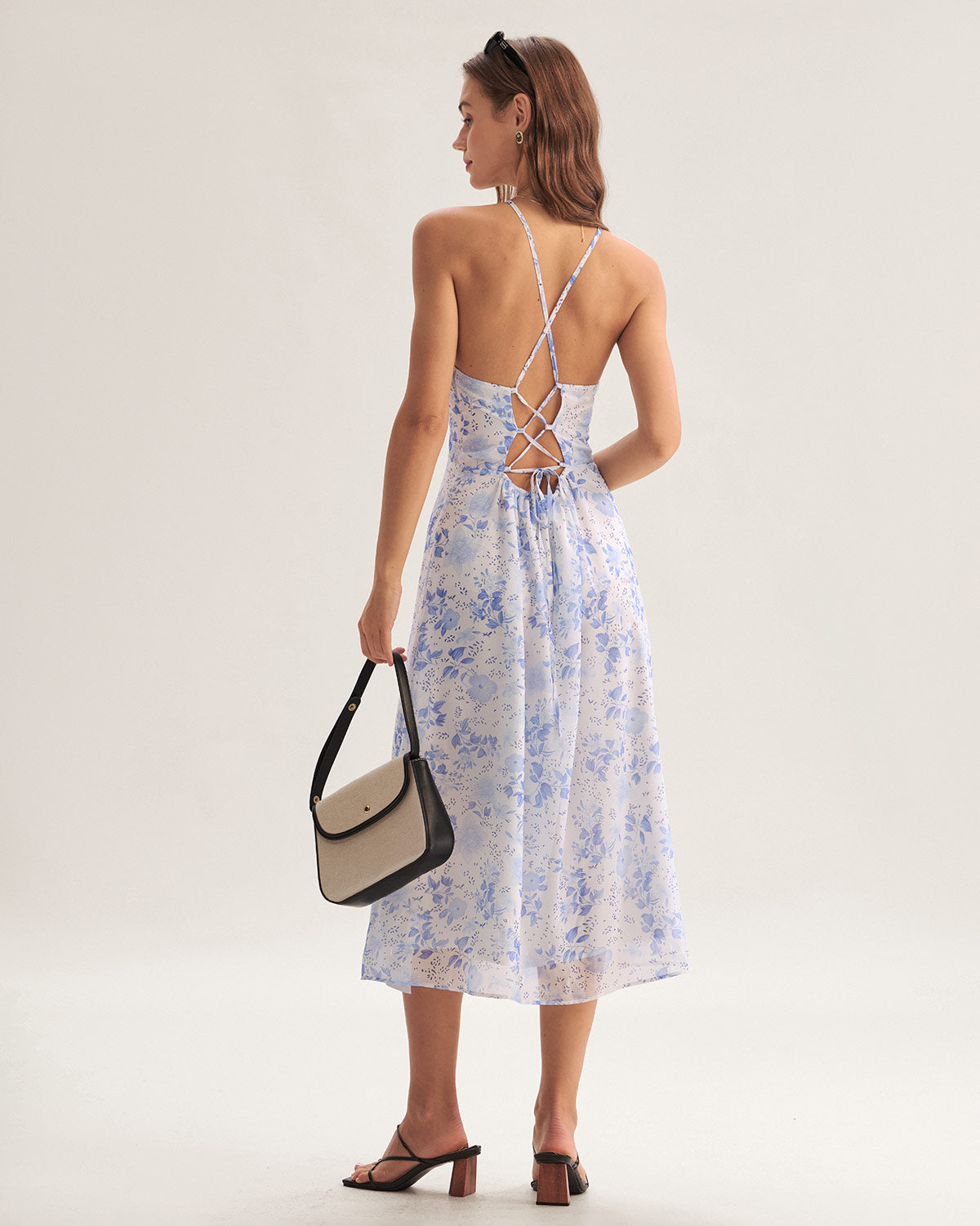 Anne-Sophie | Abito midi blu floreale — 5
