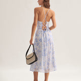 Anne-Sophie | Abito midi blu floreale — 5