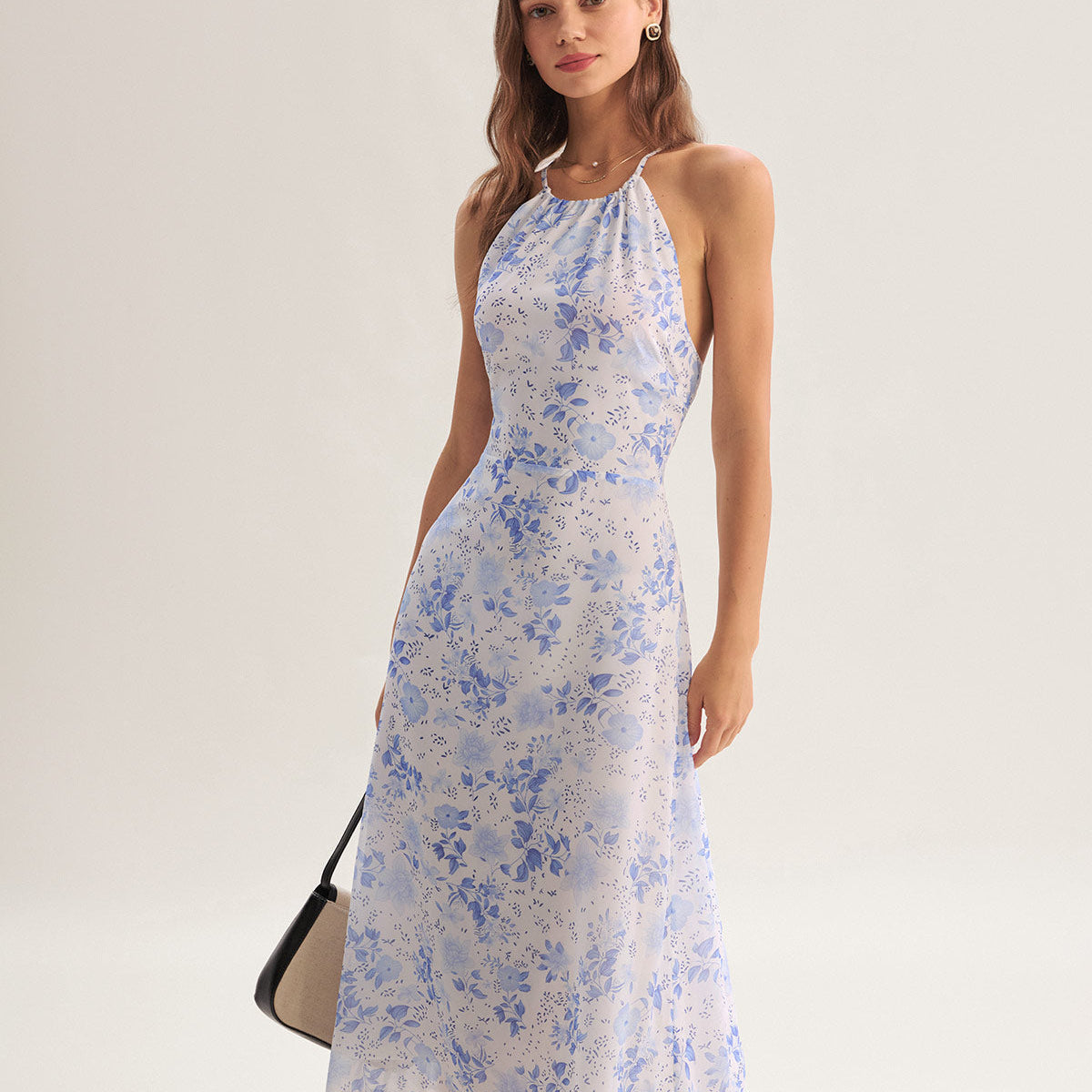 Anne-Sophie | Abito midi blu floreale — 6