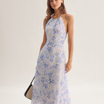 Anne-Sophie | Abito midi blu floreale — 6