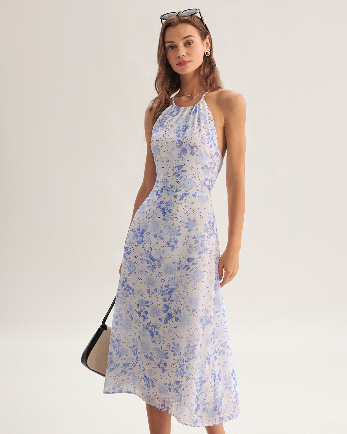 Anne-Sophie | Abito midi blu floreale — 6