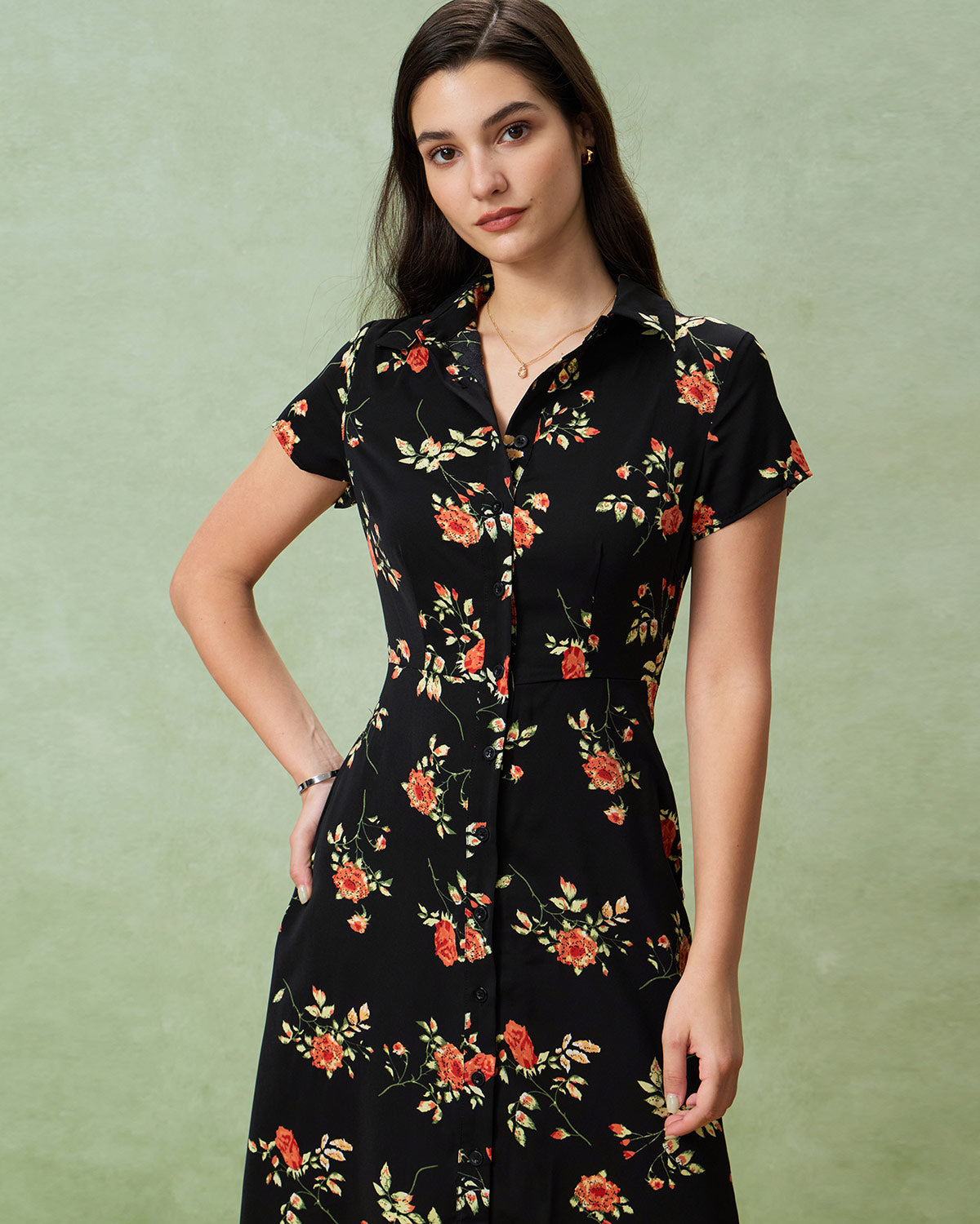 Kriemhild | Abito midi floreale nero — 4
