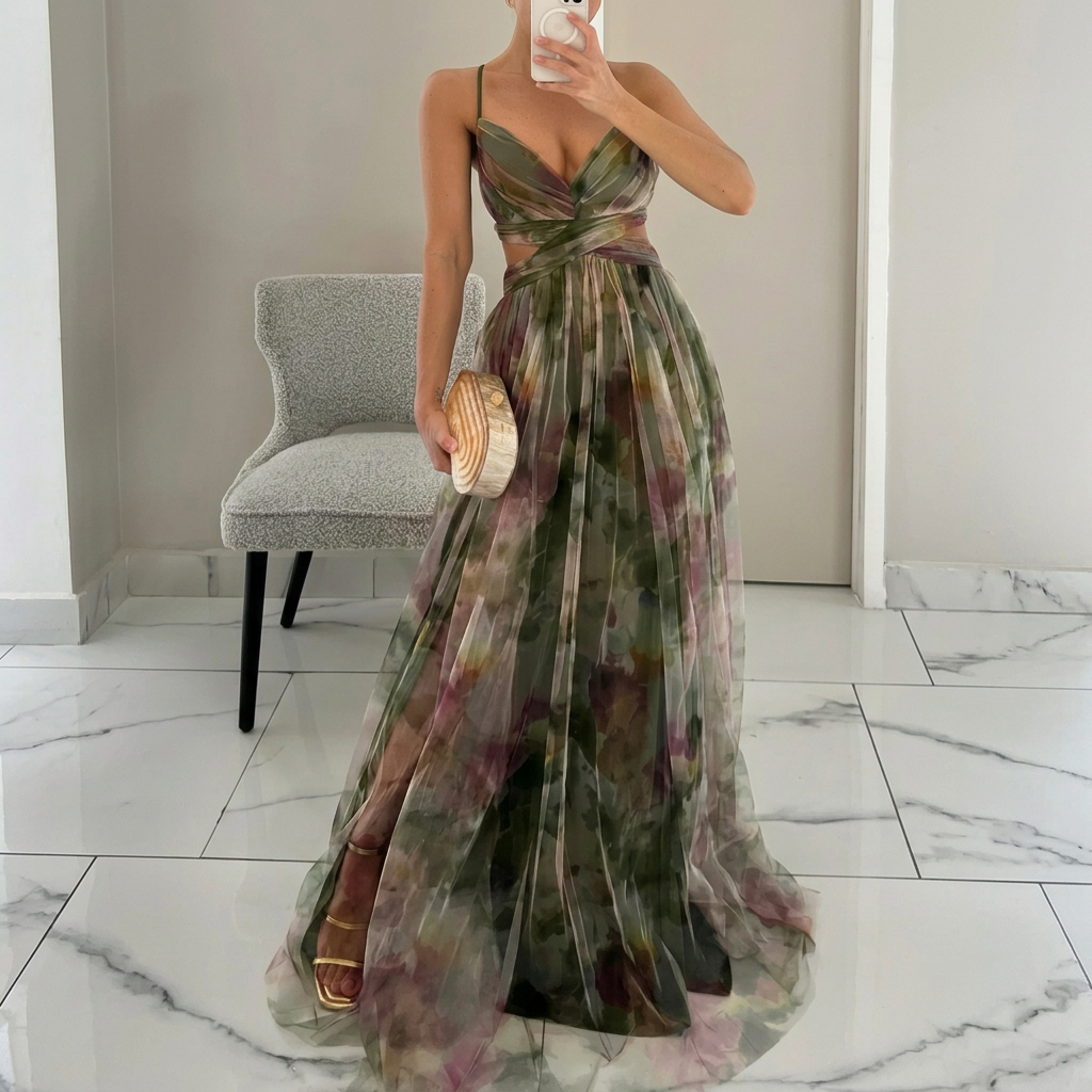 Silke | Abito lungo con stampa floreale — 3