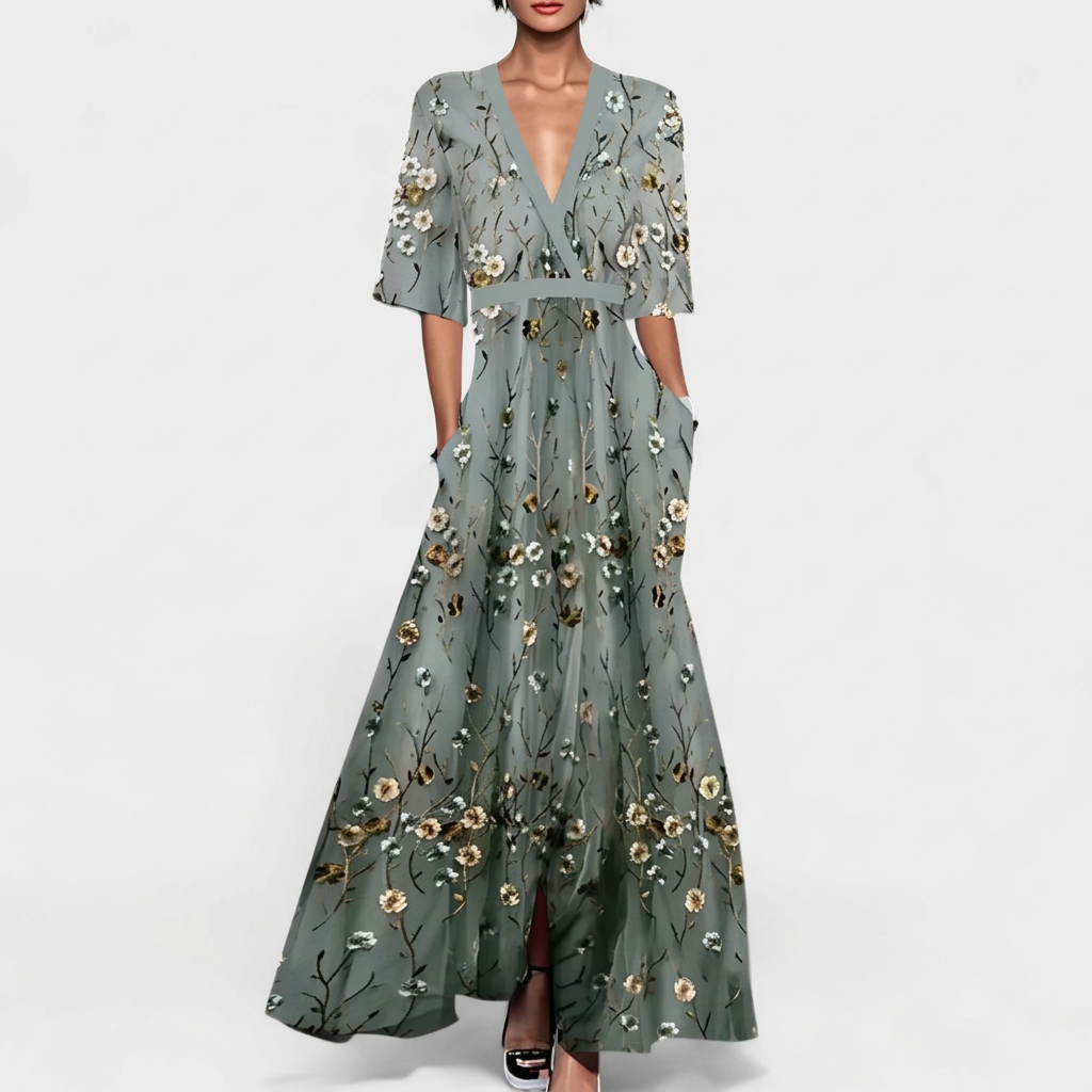 Cordula | Abito lungo elegante con motivo floreale — 1