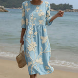 Victoria | Abito midi con fantasia vegetale e floreale — 1