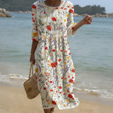 Clara | Maxi abito con stampa floreale a girocollo — 1