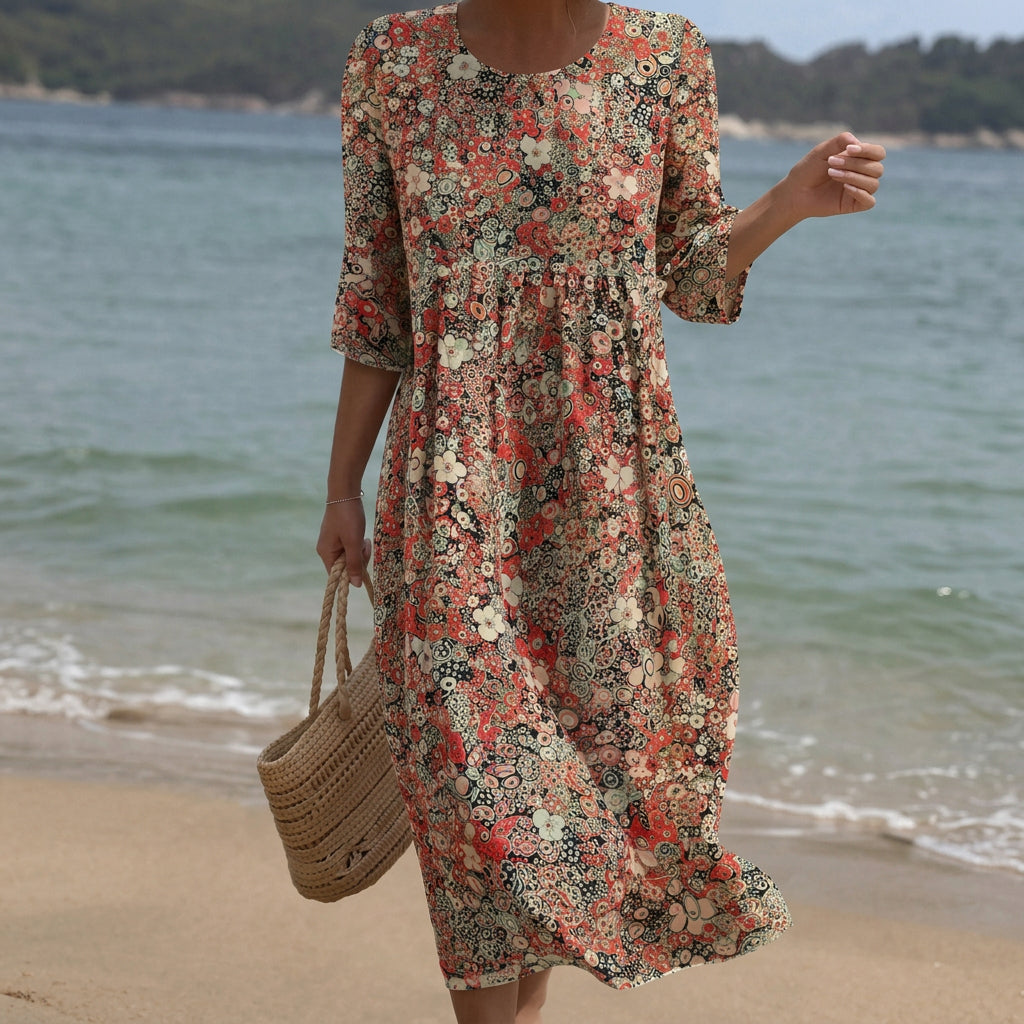 Nadine | Maxi abito con stampa floreale a girocollo — 1