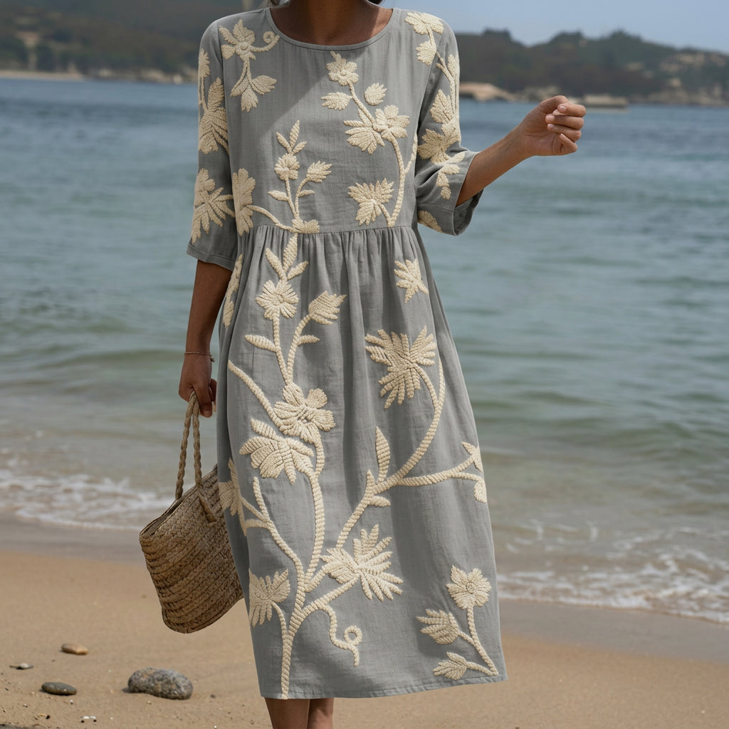 Aylin | Abito midi con fantasia vegetale e floreale — 1