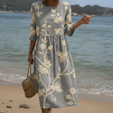 Aylin | Abito midi con fantasia vegetale e floreale — 1