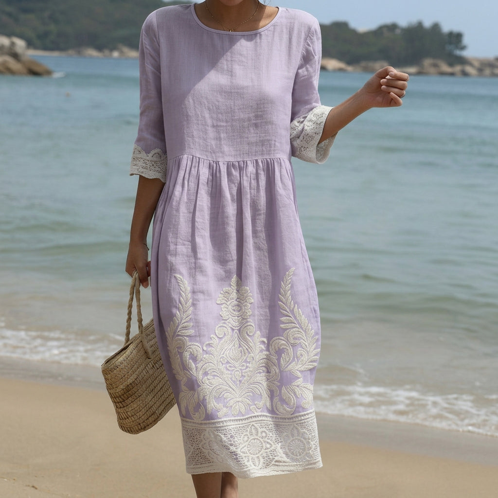 Vivien | Maxi abito con stampa floreale a girocollo — 1