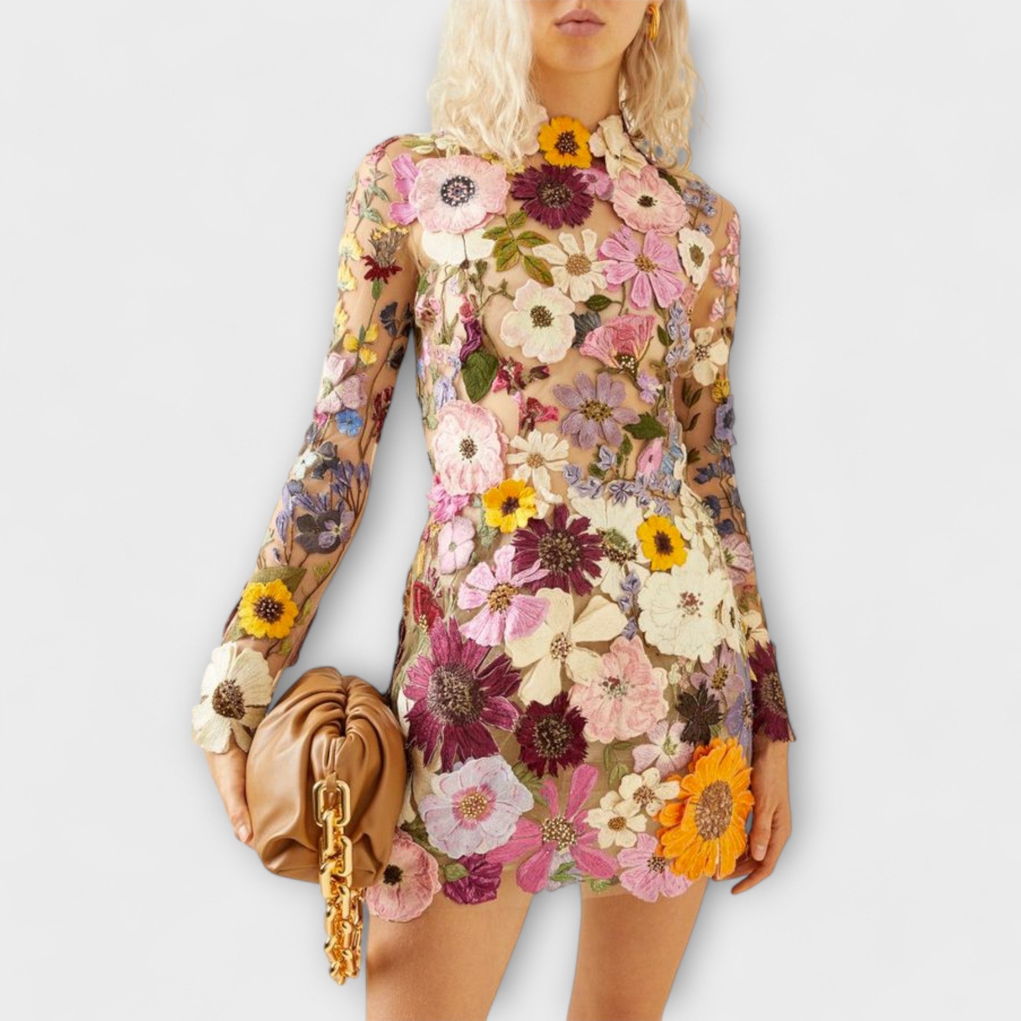 Yasmin | Abito con motivo floreale 3D — 1