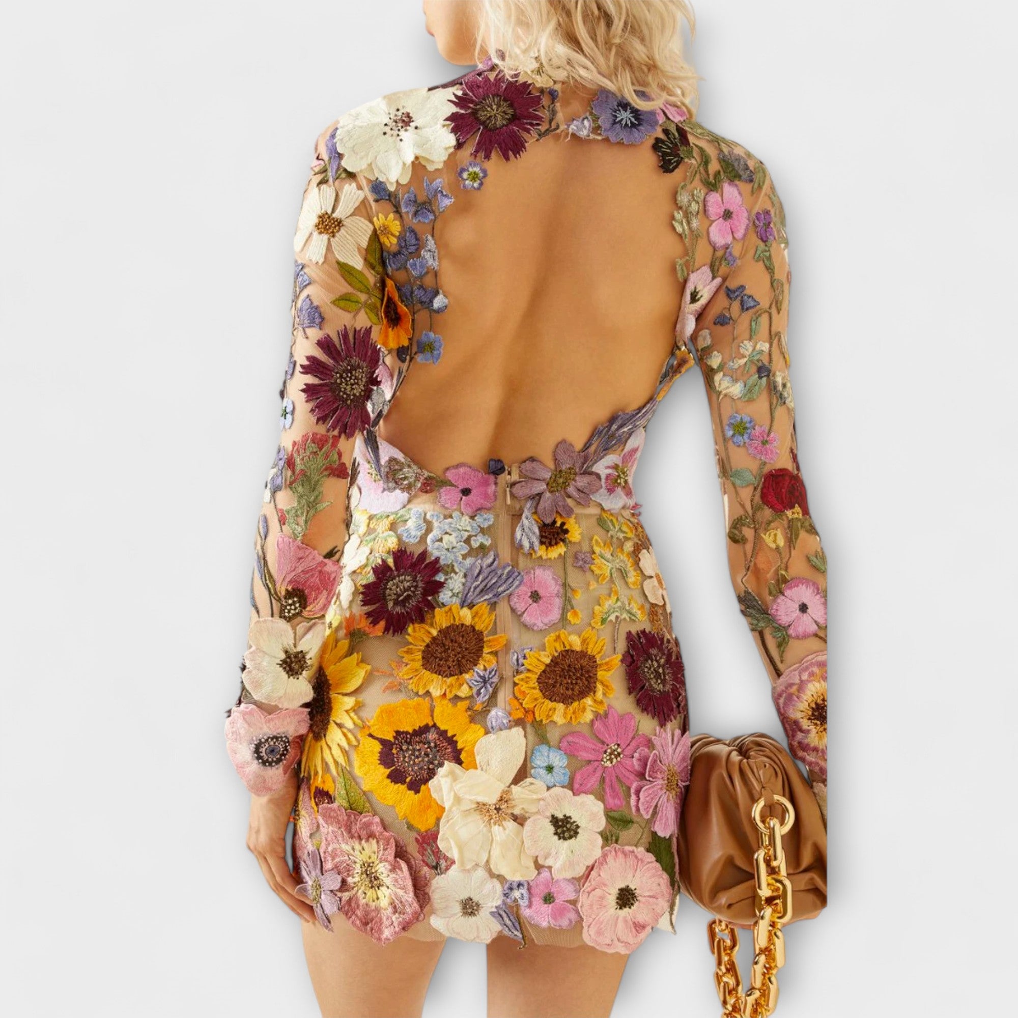 Yasmin | Abito con motivo floreale 3D — 2
