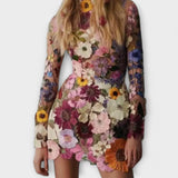 Yasmin | Abito con motivo floreale 3D — 3