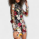 Yasmin | Abito con motivo floreale 3D — 4