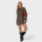 Neele | Abito con maniche a campana in rete con stampa leopardata — 5