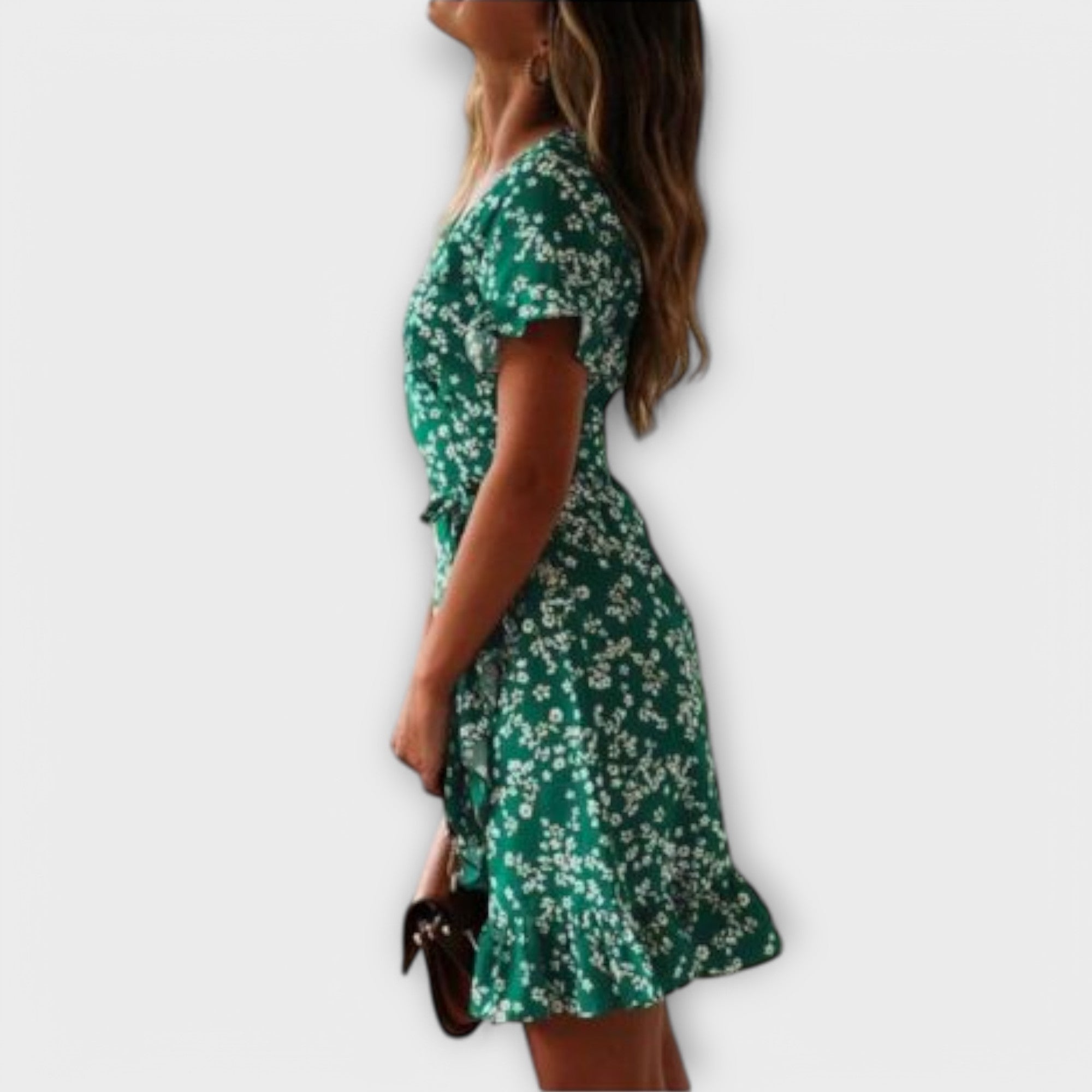 Lucia | Abito boho corto in verde — 2