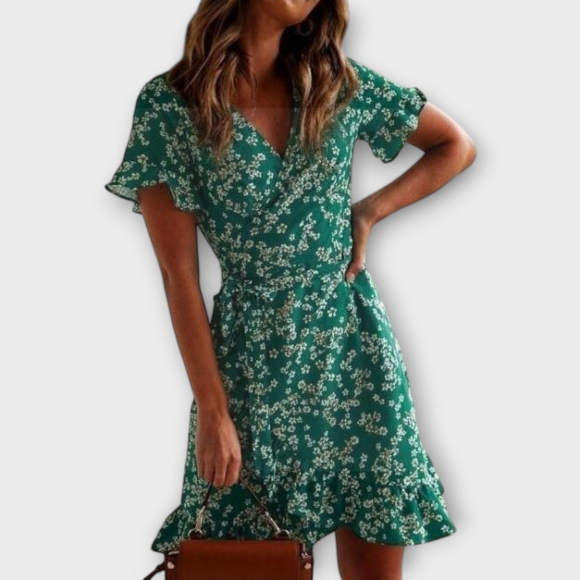 Lucia | Abito boho corto in verde — 3