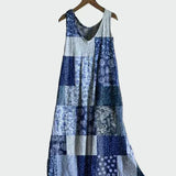 Esra | Abito con motivo patchwork blu — 1