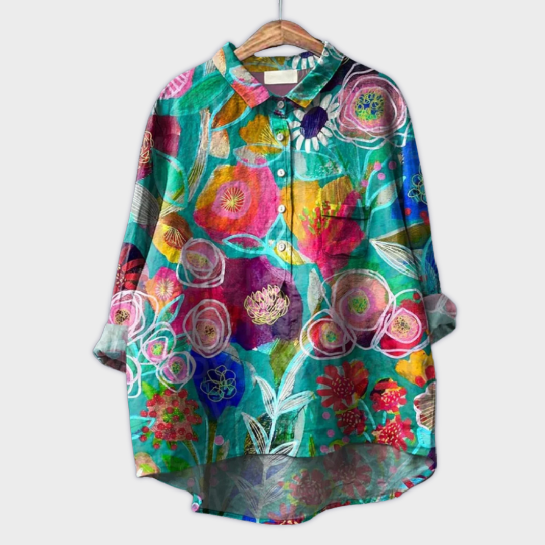 Sabrina | Blusa da donna realizzata a mano con disegno floreale — 6