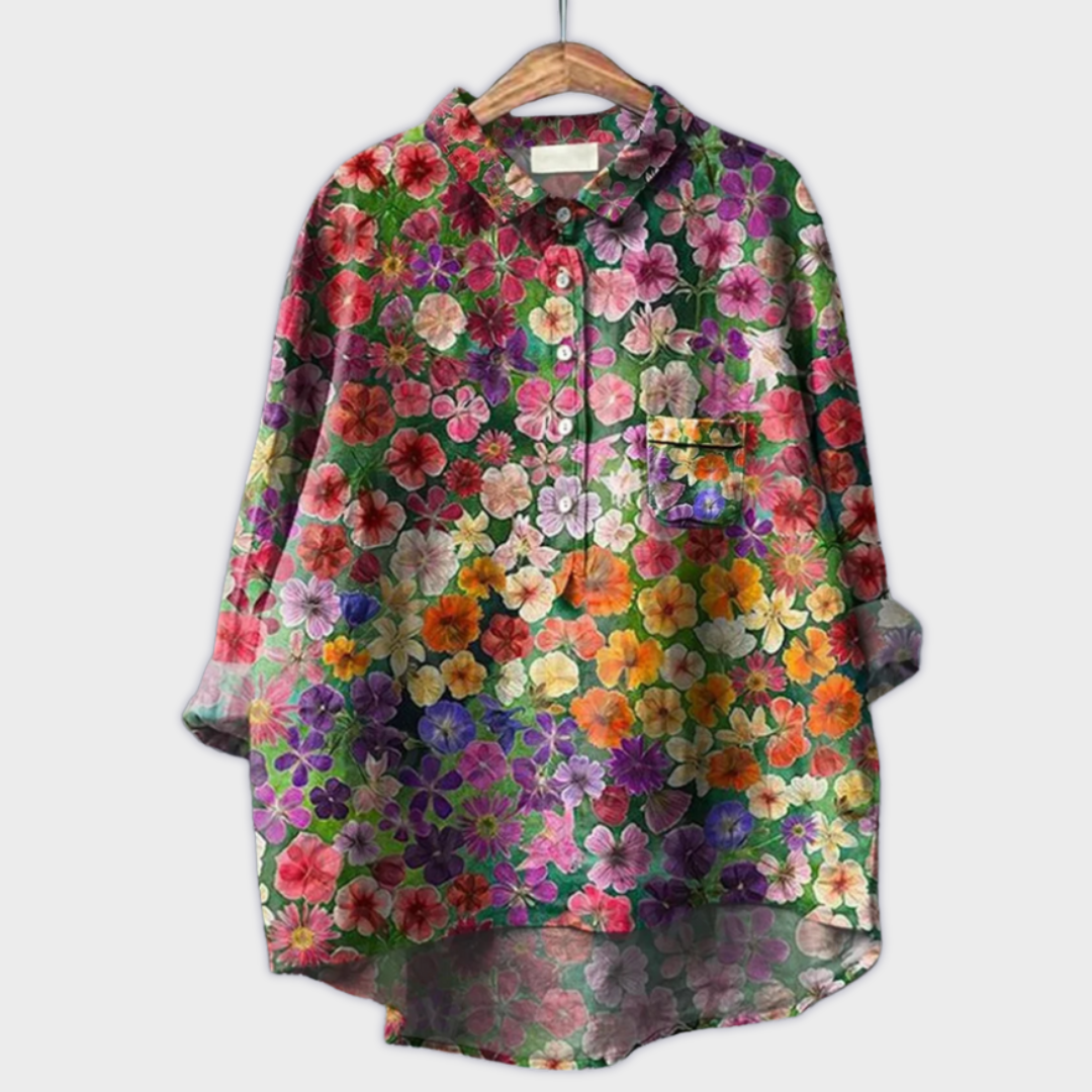 Sabrina | Blusa da donna realizzata a mano con disegno floreale — 7