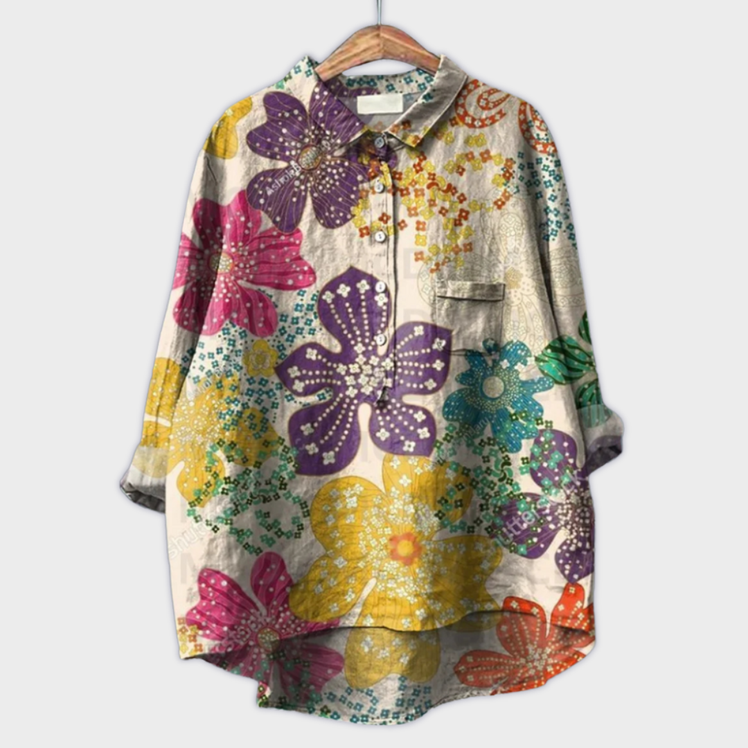 Sabrina | Blusa da donna realizzata a mano con disegno floreale — 8