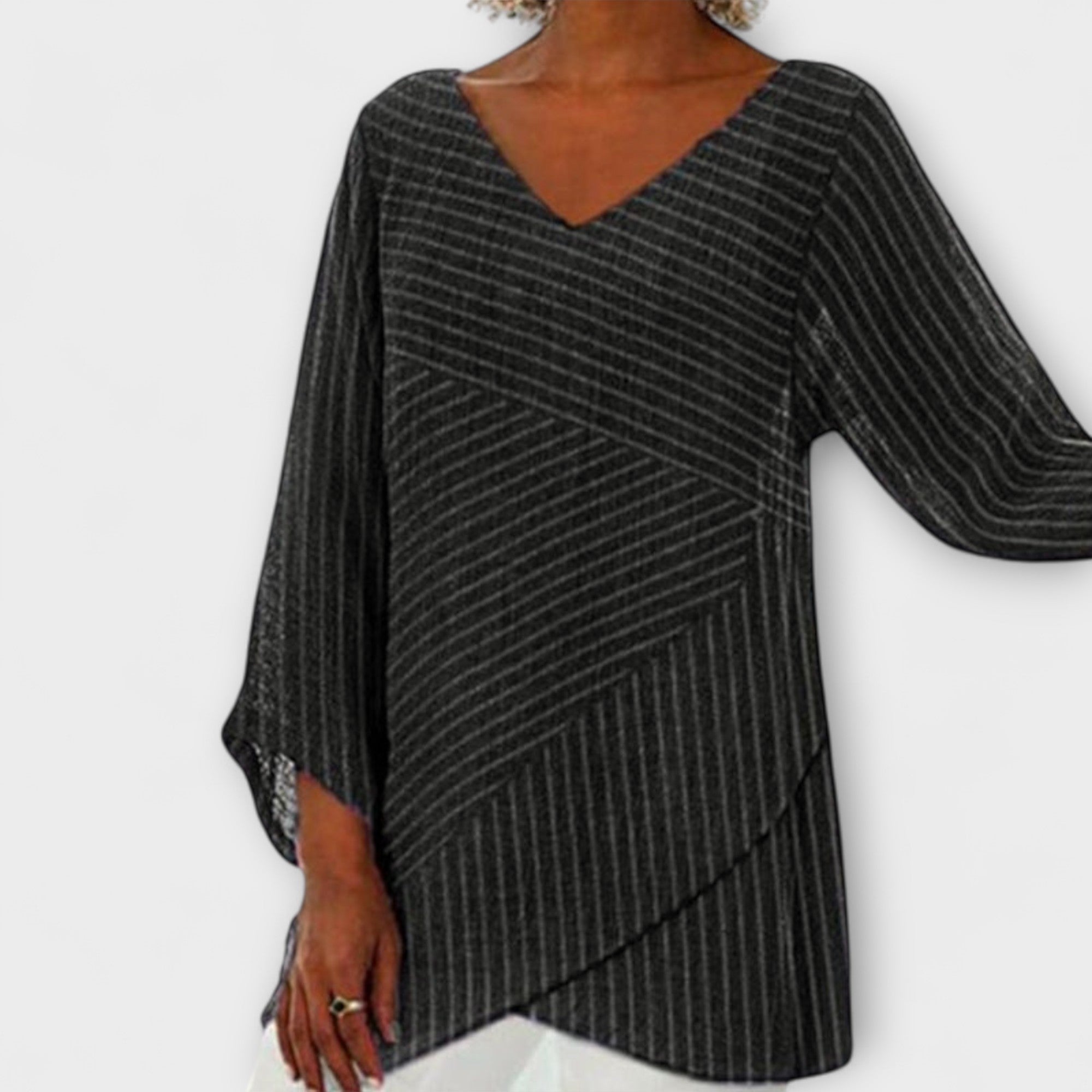 Hedwig | Top drappeggiato a righe — 1