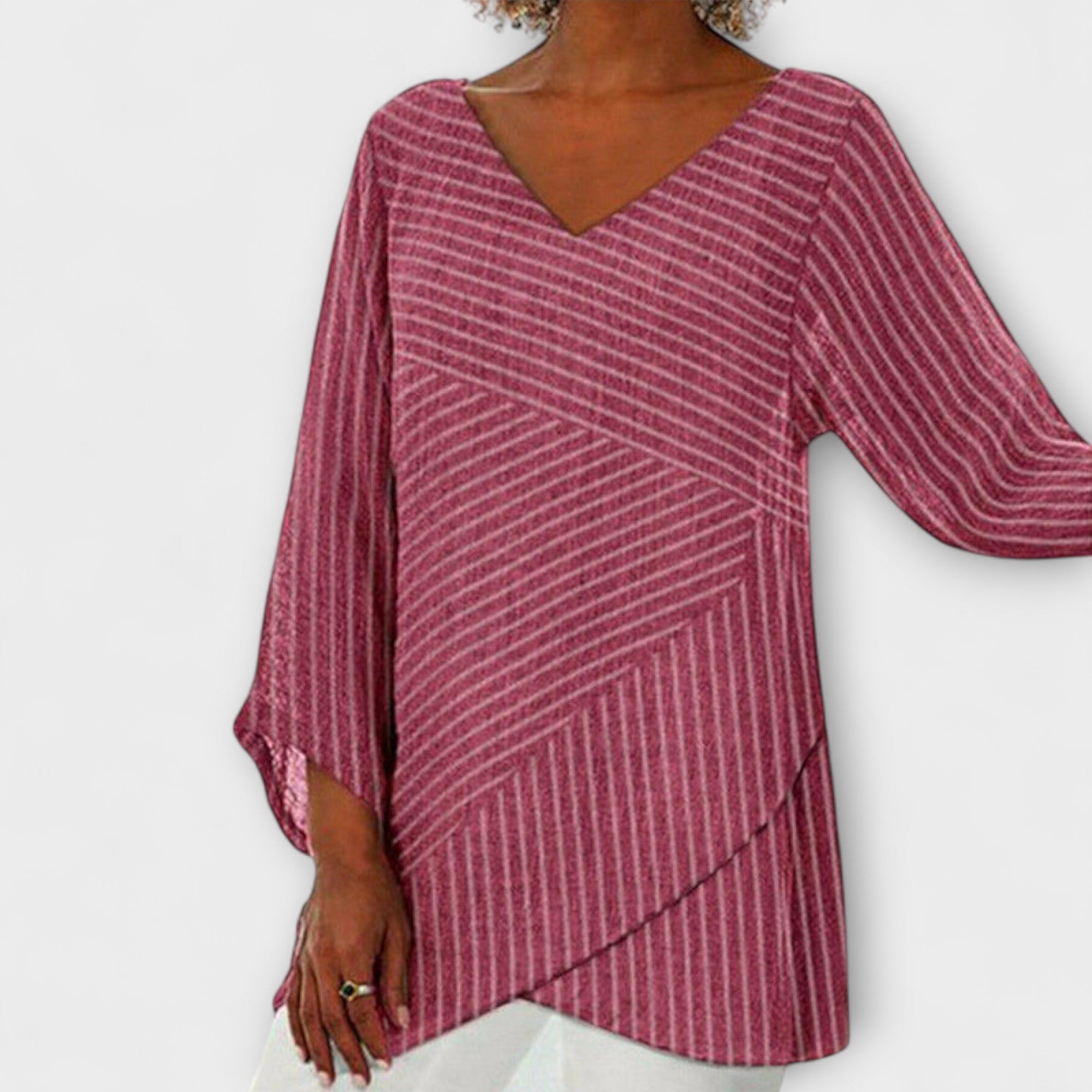 Hedwig | Top drappeggiato a righe — 3