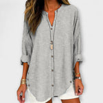 Kerstin | Elegante top con scollo a V e classico motivo a righe — 3