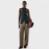 Hanna | Top blu con scollo all'americana e apertura sulla schiena — 1