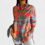 Minna | Camicia a maniche lunghe con stampa floreale da donna — 1