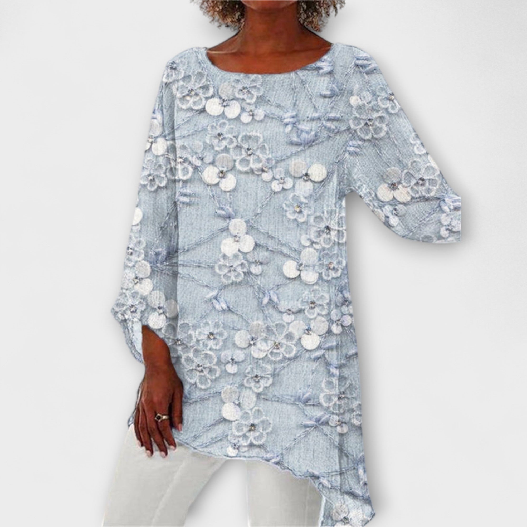 Anne-Sophie | Blusa con stampa floreale di cristalli — 2