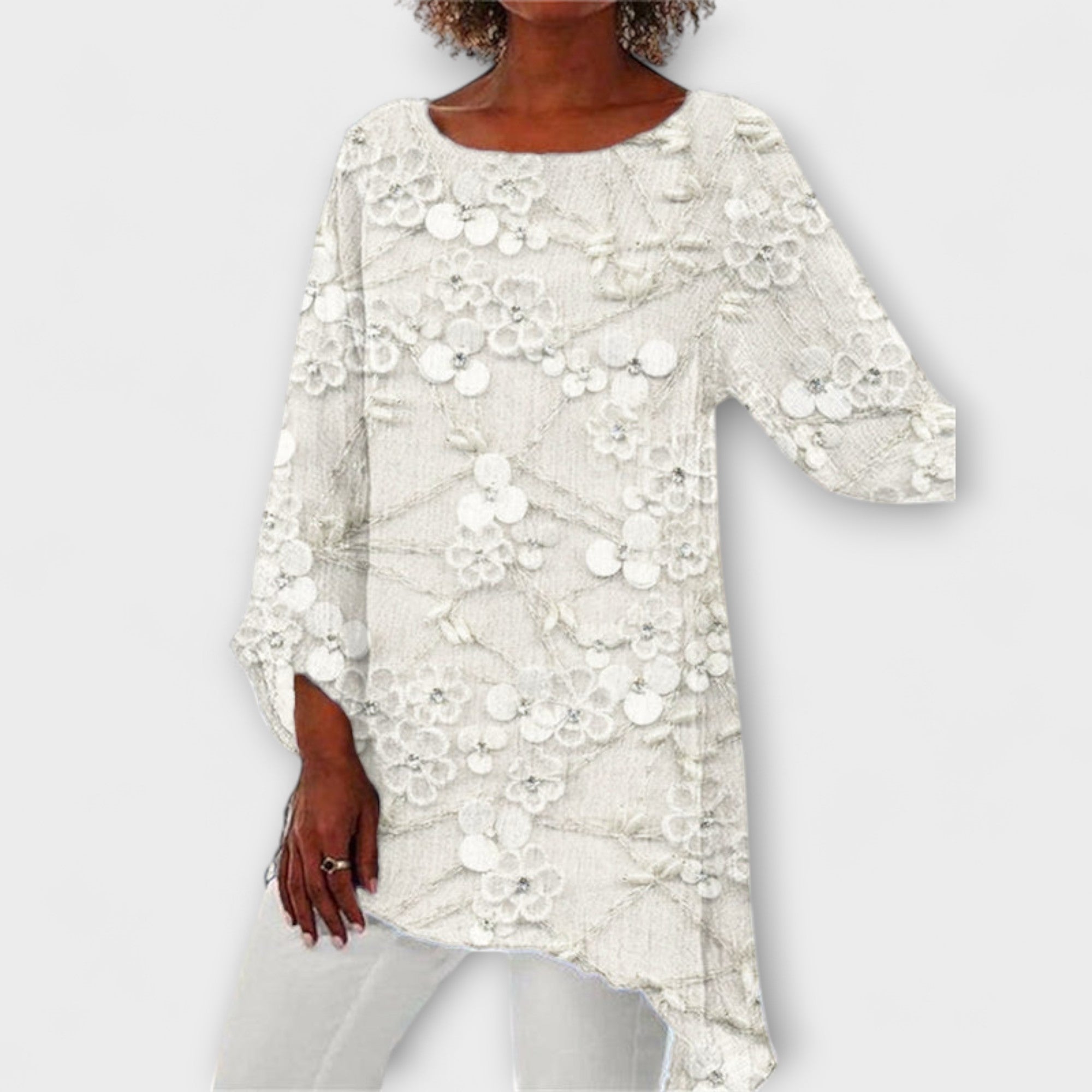 Anne-Sophie | Blusa con stampa floreale di cristalli — 3