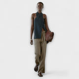 Marion | Top blu con scollo all'americana e apertura sulla schiena — 1