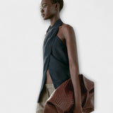Marion | Top blu con scollo all'americana e apertura sulla schiena — 6