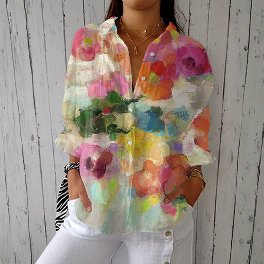 Jutta | Elegante camicetta acquarello con motivo floreale — 1