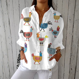 Carolin | Blusa leggera con stampa galline — 1
