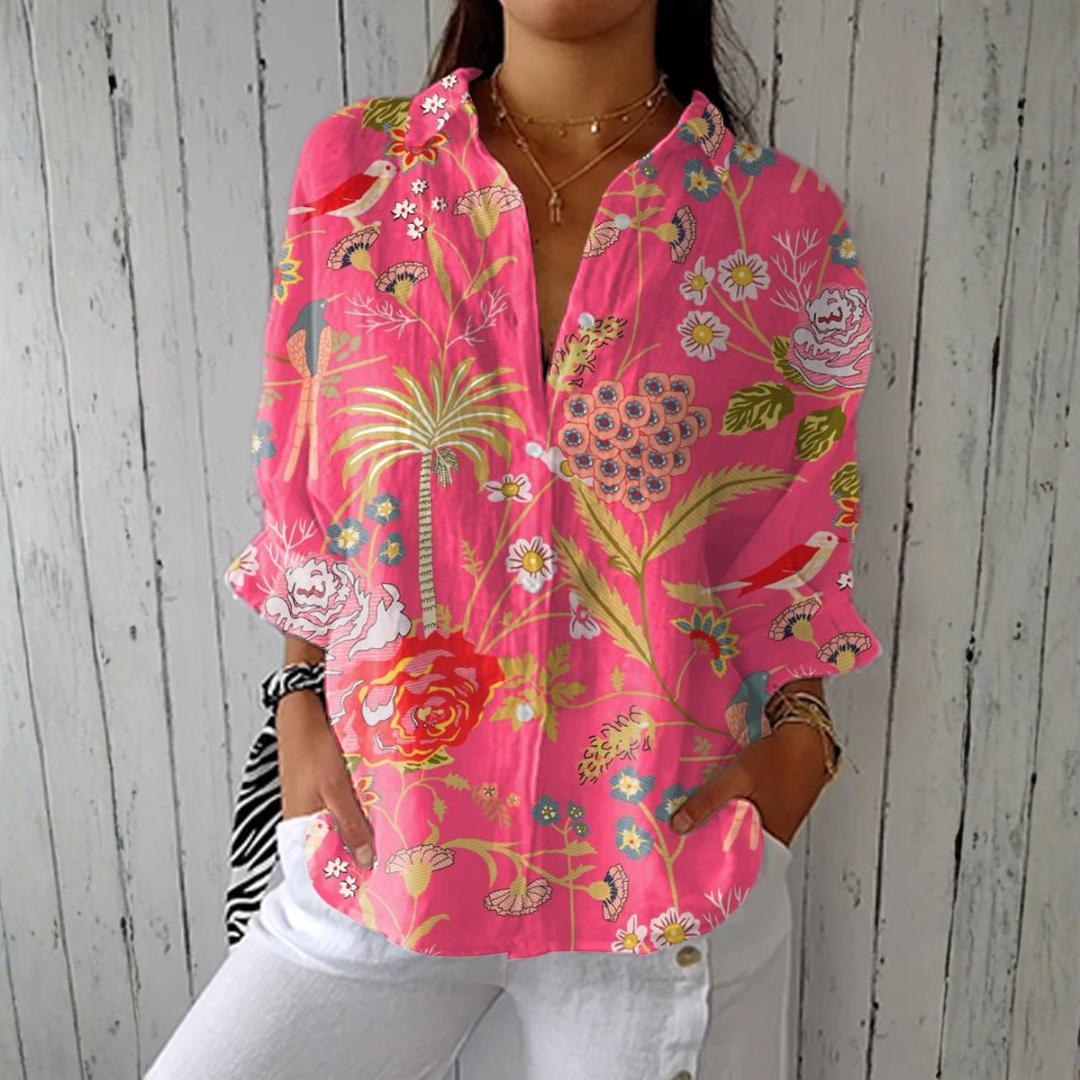 Tanja | Blusa con fantasia floreale tropicale — 1